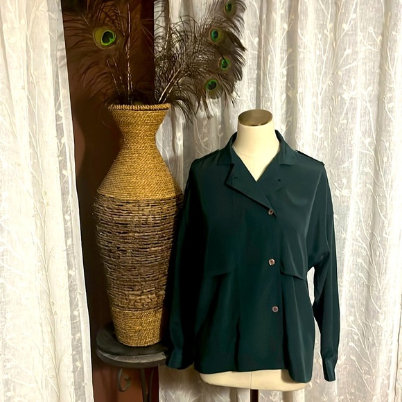 Emerald Green Vintage Vented Shirt Jacket Shacket - Picture 1 of 4